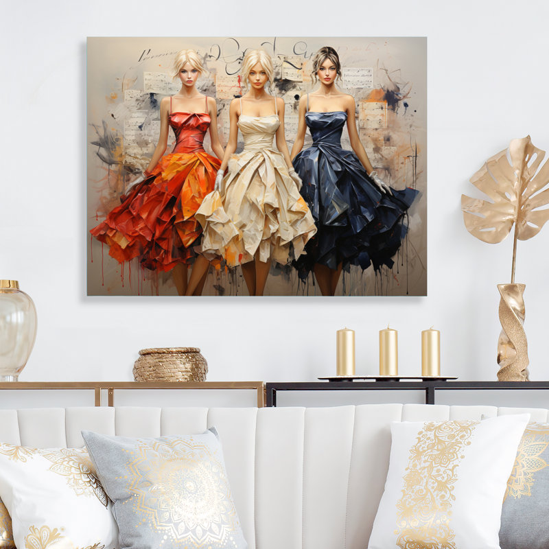 Femmes élégantes et luxueuses - Décoration murale mode en métal, H 12 po x l 20 po x P 1 po
