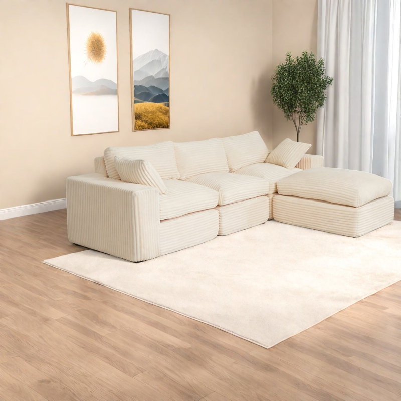 Compression Cloud Sectionals, Chenille 108 Inch Modern Home Lounge Sofa