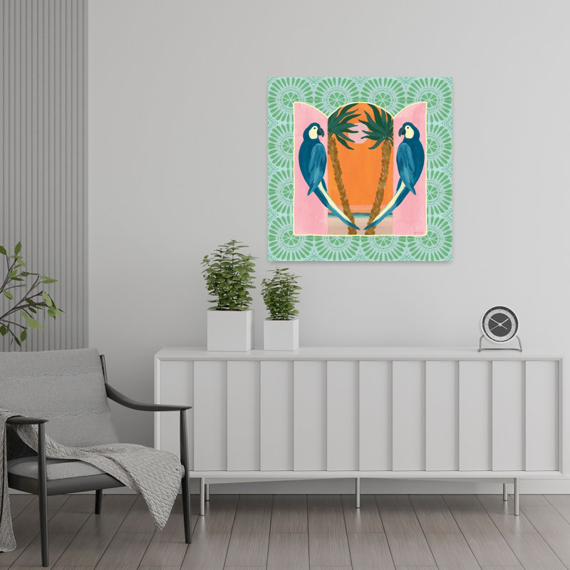 Oiseaux tropicaux tropicaux Iii avec animaux, art de plage, H 24 po x l 24 po