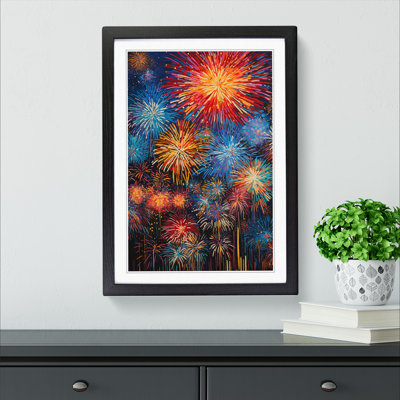 Fireworks Expressionism - Single Picture Frame Print on Wood
