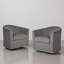 Fauteuil demi-tonneau pivotant rembourré en velours gris-2051951905