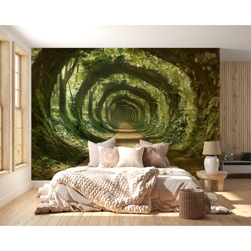 Papier peint Enchanted Green Forest Tunnel, L 144 po x l 100 po, Peler et coller