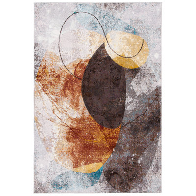 Papillon Abstract Gray/Brown/Teal Area Rug