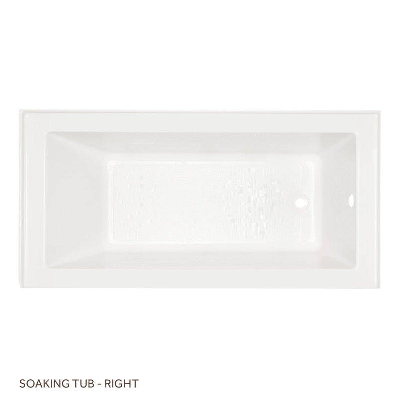 60" x 32" Sitka Acrylic Alcove Soaking Tub- Right Drain, White, Right