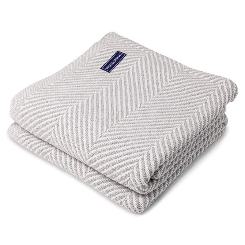 Monhegan Cotton Throw Without Fringe, Gray