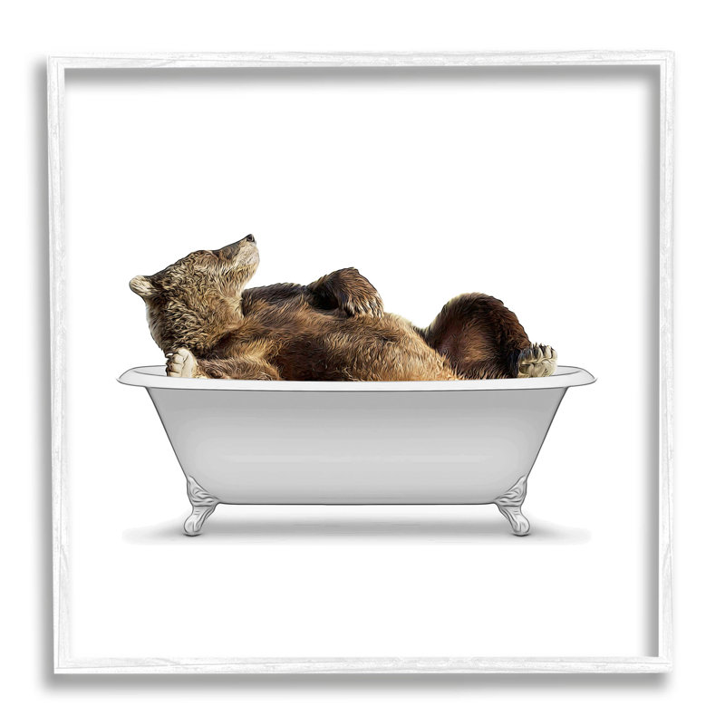 Ours dans la baignoire de la salle de bain par Annalisa Latella - impression sur bois, H 24 po x l 24 po x P 1,5 po