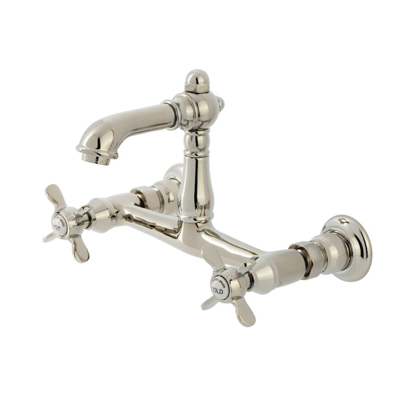 Kingston Brass Essex Two-Handle 2-Hole Wall Mount Bathroom Faucet, Polished Nickel