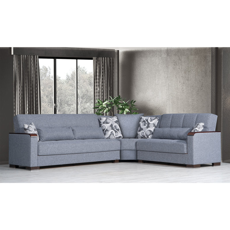 Canapé modulaire convertible en L 3 pièces Nadler X, Microfibre/microsuède gris