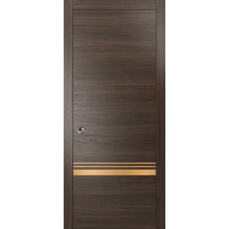 Porte de grange à panneaux en bois, 42 po x 96 po, Frêne chocolat