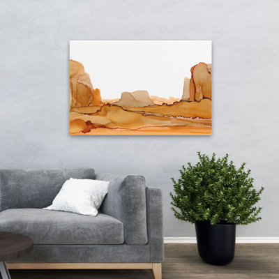 «Brownscape I» - Art abstrait abstrait à l'encre brune