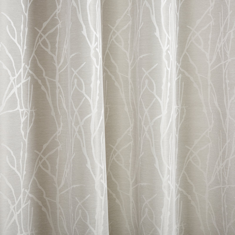 Panneaux de rideaux semi-transparents à motif floral avec œillets Angee, l 54 po x L 96 po, Gris colombe