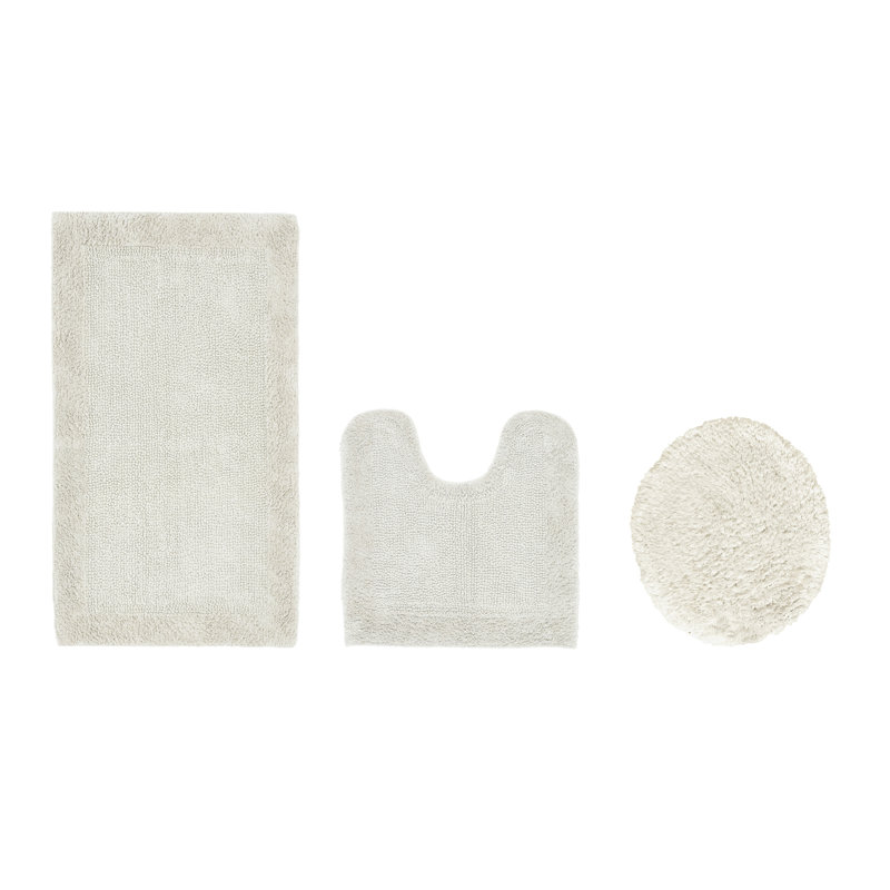 Ensemble de tapis de bain réversible 100% coton 2370 g / m² Merkel - ultra doux, très absorbant, lavable à la machine, certifié OEKO-TEX, idéal pour la baignoire, le meuble-lavabo, le lavabo et la toilette, ivoire