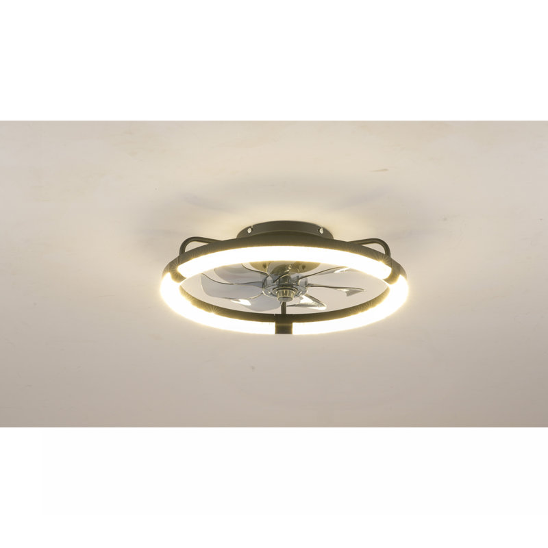 Ventilateurs de plafond 20 po avec ensemble, source de lumière DEL et télécommande, ventilateur DEL encastré moderne à intensité variable 3000-6500K, 6 vitesses, moteur à courant continu silencieux pour le salon, la chambre à coucher, la cuisine - noir mat