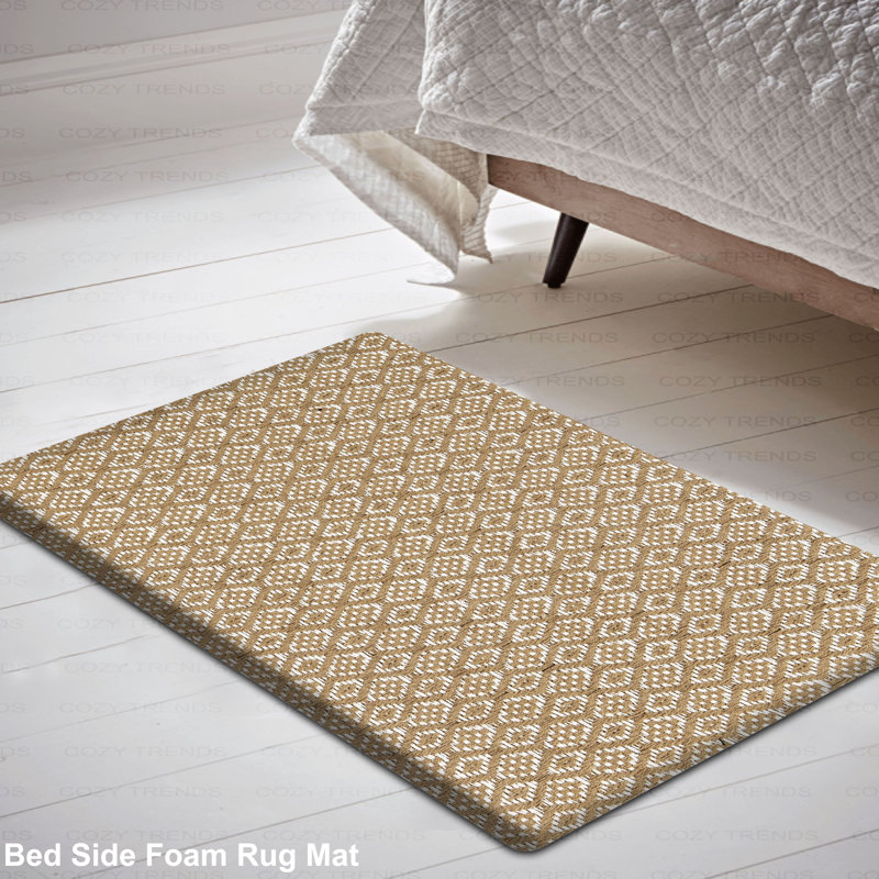Ellston Geometric Anti-Fatigue Non-Skid Kitchen Mat, Beige