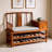 Brown Solid Wood Double-layer Shelf Entryway Bench