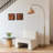 Lark 75 in. Weighted Base LED Arched Standing Floor Lamp with Boho Rattan Shade-110743082
