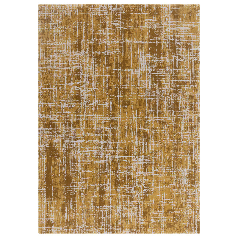 Abrienne Soft Shiny Modern Gold/Grey Rug, Rectangle 120 x 170cm