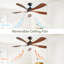 Ventilateur de plafond moderne de 52 pouces avec 3 lumières à intensité variable et 5 pales pour moteur à courant continu réversible-288843109-288843105