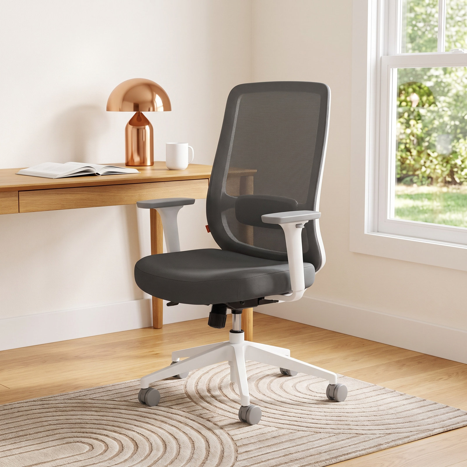 Max Office Chair with Lumbar Support, Dark Gray/White