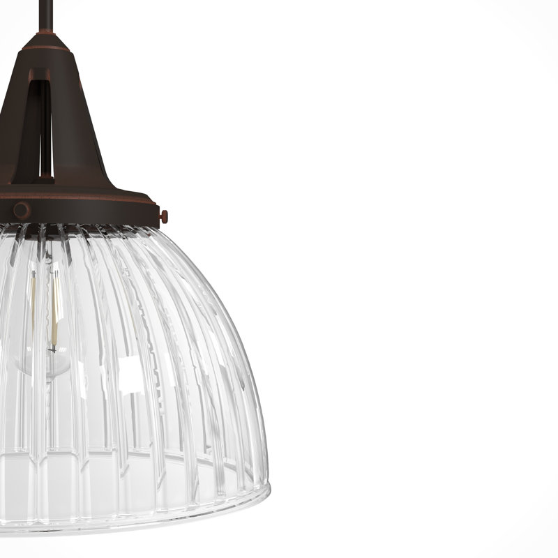 Cypress Grove 16'' Black and Clear Glass Pendant Light