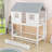 Twin Wooden House-Shaped Bunk Bed With Twin Trundle And Ladder