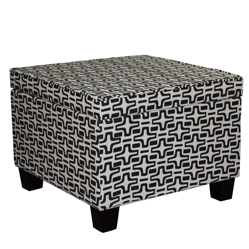 Rangement géométrique de 18 po de hauteur à motif d'étoile, style esthétique brun, fabrication en bois, assise à fermeture de siège de 25,1 po de largeur, bord en tissu, hauteur des pieds de 3,5 po