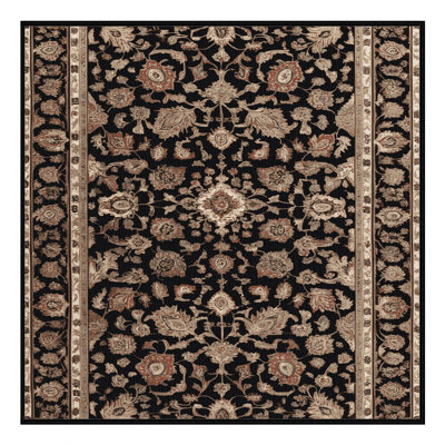 Tapis persan noir lavable à la machine
