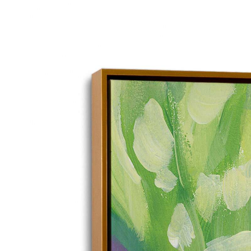 Toile roulée Bold Iris Blooms, H 36,75 po x l 24,75 po x P 1,75 po, Cadre flottant or poli