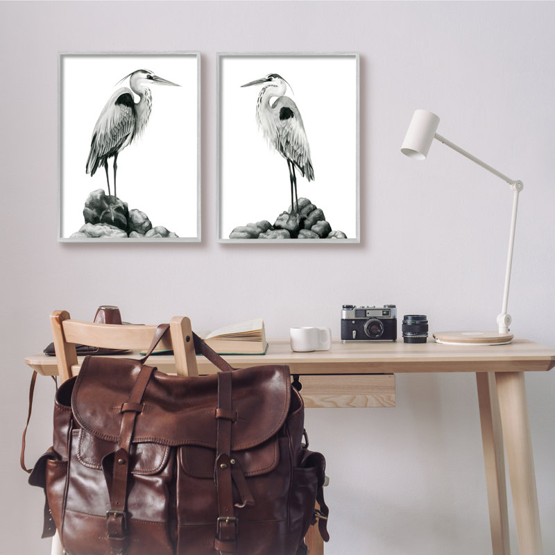 «Great Herons», ensemble de 2 impressions sur bois, Estampe numérique Farmhouse, H 20 po x l 16 po x P 1,5 po