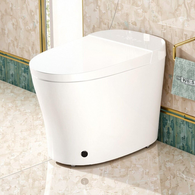 Toilette intelligente une pièce avec bidet, siège chauffant, ouverture / fermeture automatique et affichage à DEL, White