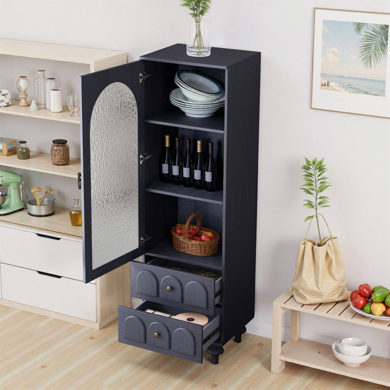 Vitrine de rangement 62,99 "avec porte en verre trempé, Bleu très foncé