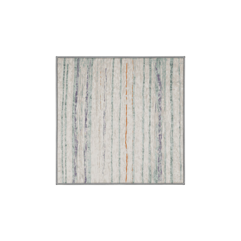 Machine Washable Gray Area Rug, Square 5'