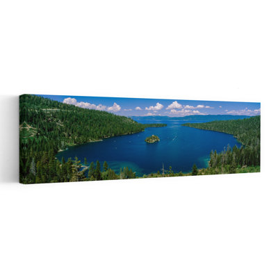High Angle View Of A Lake, Lake Tahoe, California, Usa Tranquil Abstract Contemporary Forest Mountain Wall Art