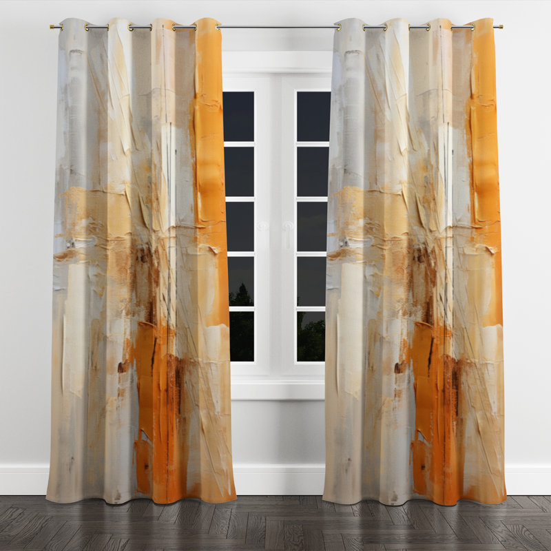 Avea - Glam Blackout Grommet Curtain - 1 Panel, 52" W x 84" L, Golden Grommets