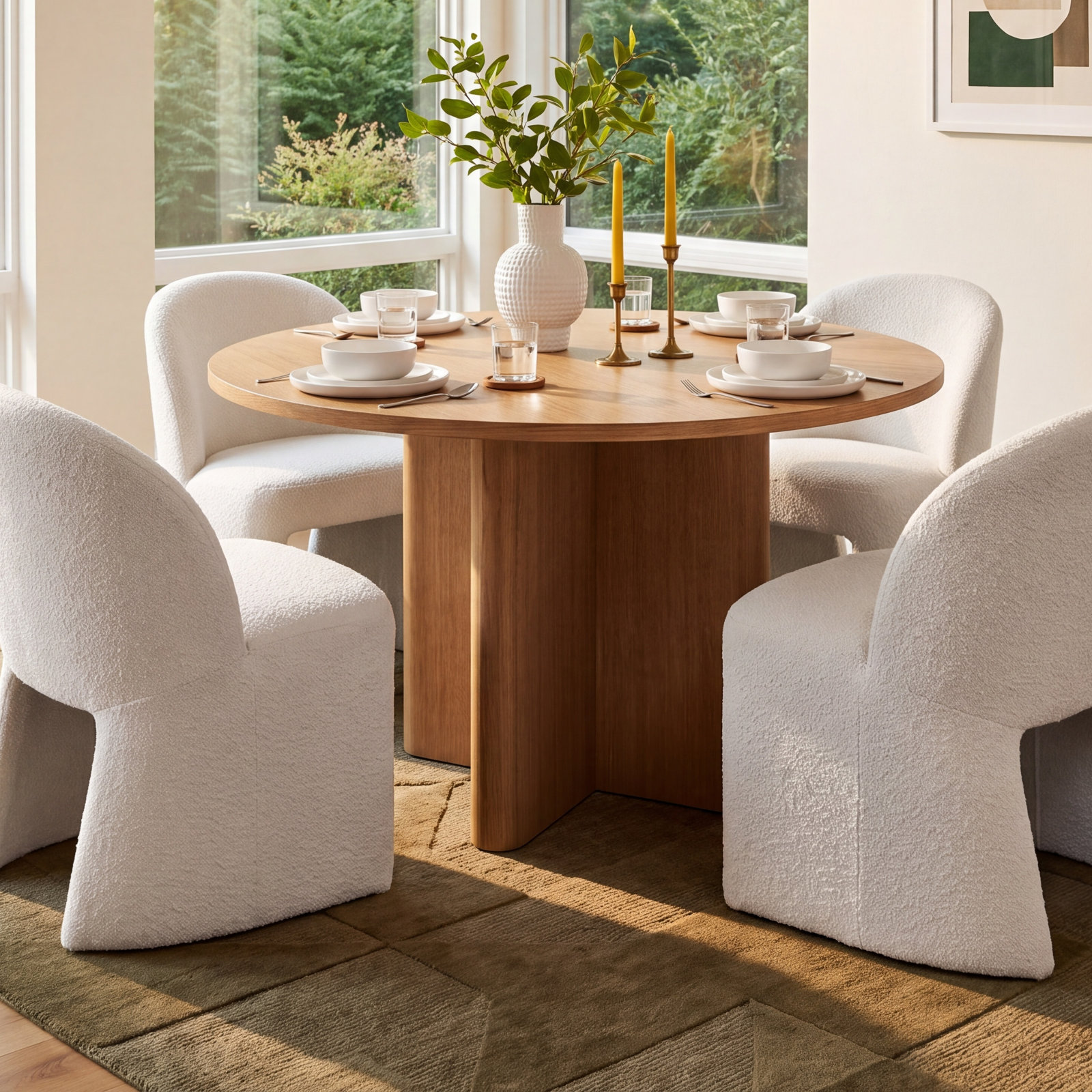 Veroniza Dining Table, 30" H x 45.28" L x 45.28" W, Natural