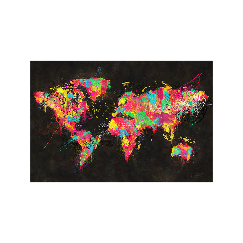 Psychedelic Continents by Diego Tirigall - Wrapped Canvas Painting, 66.04 cm H x 45.72 cm W x 3.175 cm D
