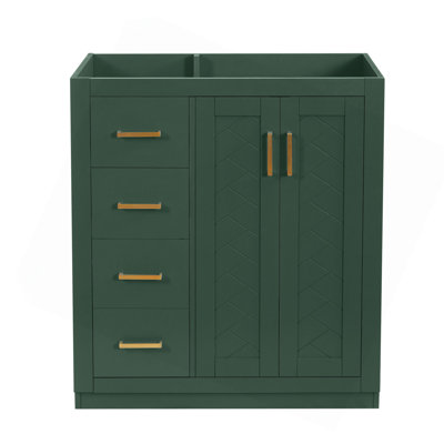 Ensemble de meuble-lavabo autoportant avec cadre en bois massif 30 po, 3 tiroirs et portes à fermeture douce