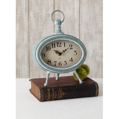 Horloge de table électrique analogique en métal bleu
