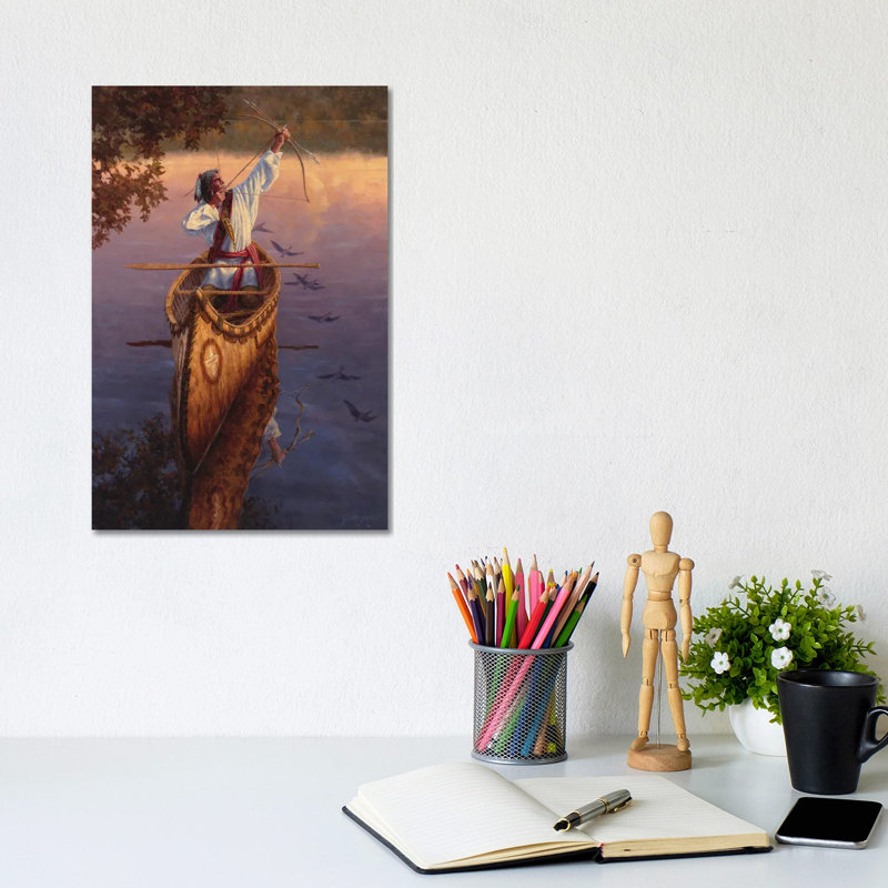 «He Hunts The Sky» par Joe Velazquez - peinture sur toile tendue, H 12 po x l 8 po x P 0,75 po