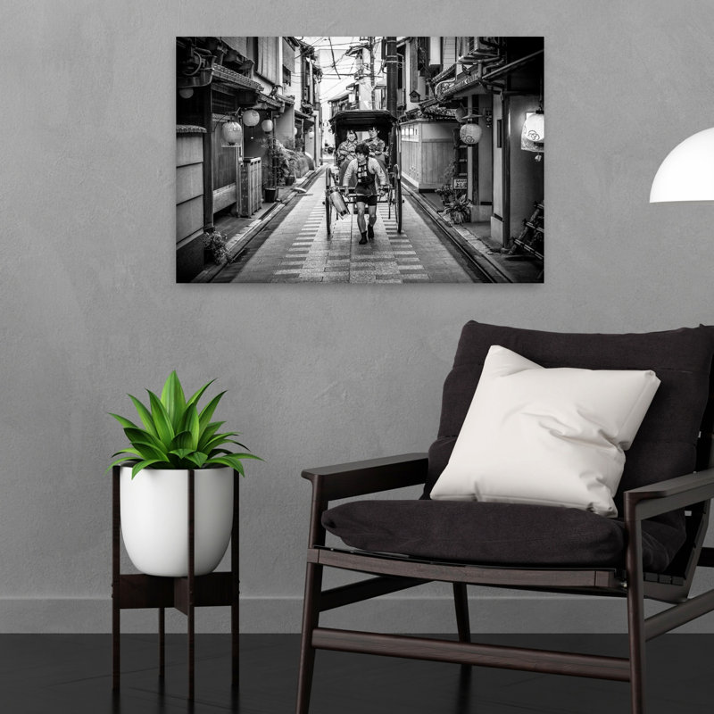 Japanese Rickshaw Ride Contemporary Wall Art Print, 40.64cm H x 60.96cm W