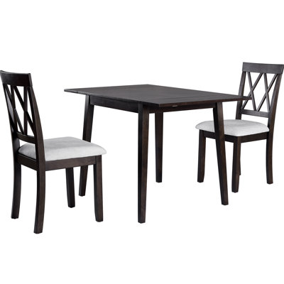 Table de salle à manger extensible 5 pièces avec abattants et 4 chaises rembourrées pour petits espaces
