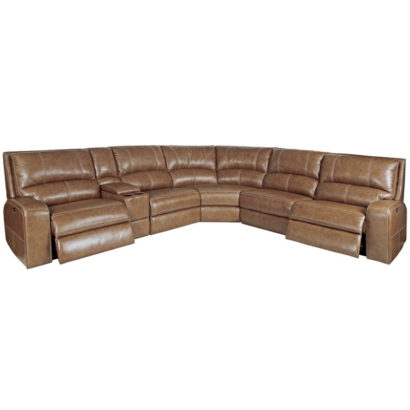 Mikey Upholstered Power Reclining Curved Sectional Symmetrical, Bourbon