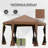 Hexagonal Pop Up Gazebo, Heavy Duty Outdoor Canopy Tent With 6 Mesh Sidewall Netting, 3-Level Adjustable Height And Strong Steel Frame