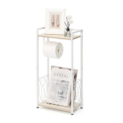 Multifunctional Freestanding Bathroom Toilet Paper Stand with Shelf