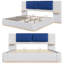 Très grand lit plateforme tapissier avec tablettes de rangement, cadre de lit à panneau en tissu avec coins arrondis doux et tête de lit rembourrée en polyuréthane, aucun sommier requis, capacité de 600 lb-1004301207