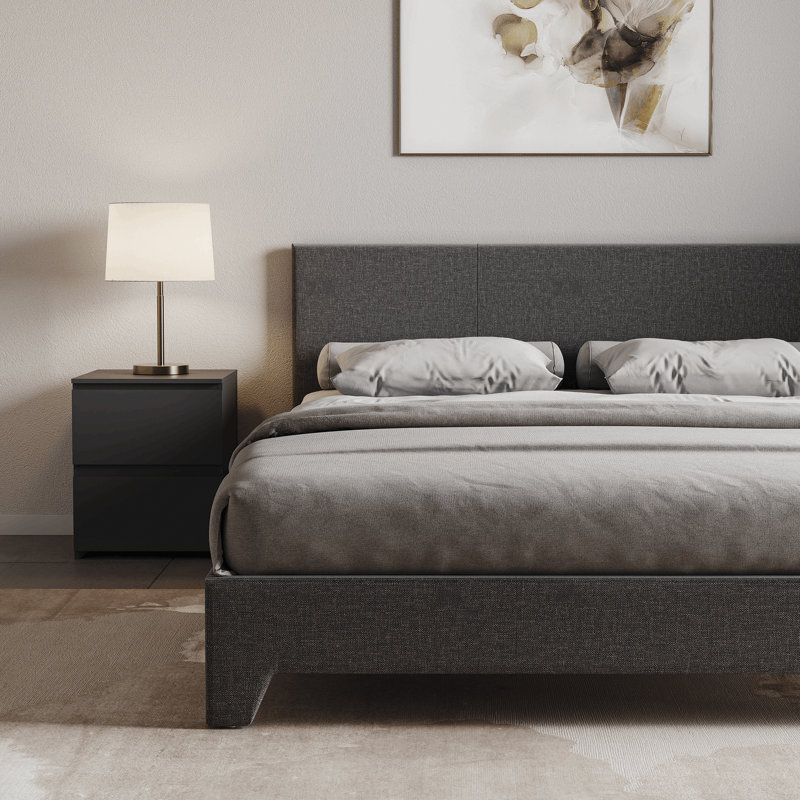 Scipio Upholstered Bed, UKFR Certified, Double (4'6), Dark Grey