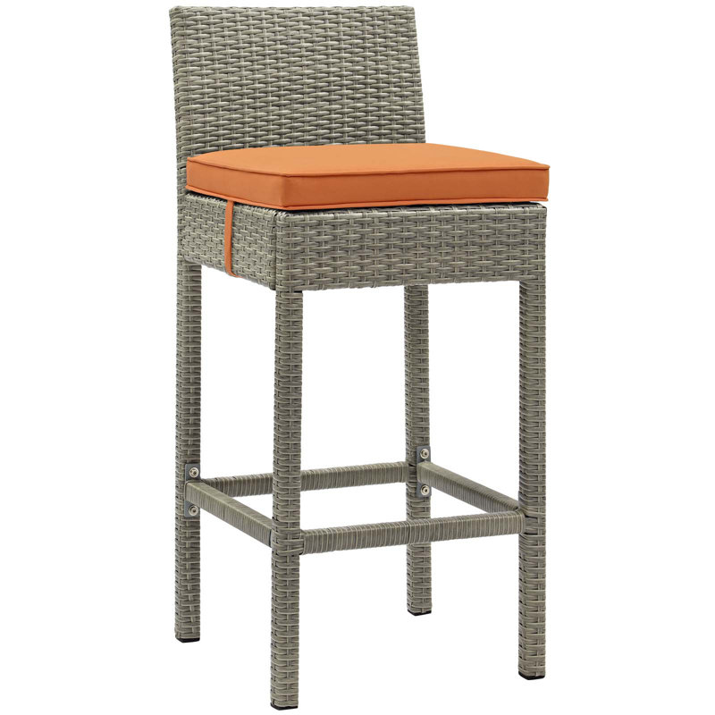 Ensemble de 4 tabourets de bar Conduit, Velours gris pâle, Orange