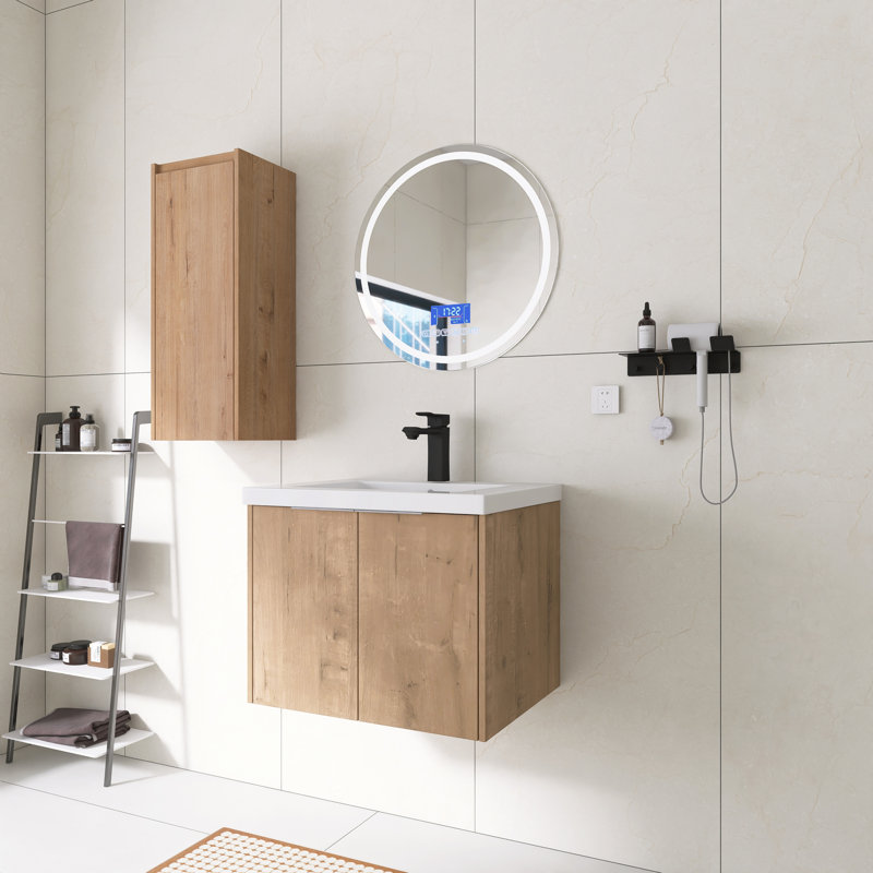 Ensemble de meuble-lavabo mural 24 po avec lavabo en résine et armoire murale, 24"