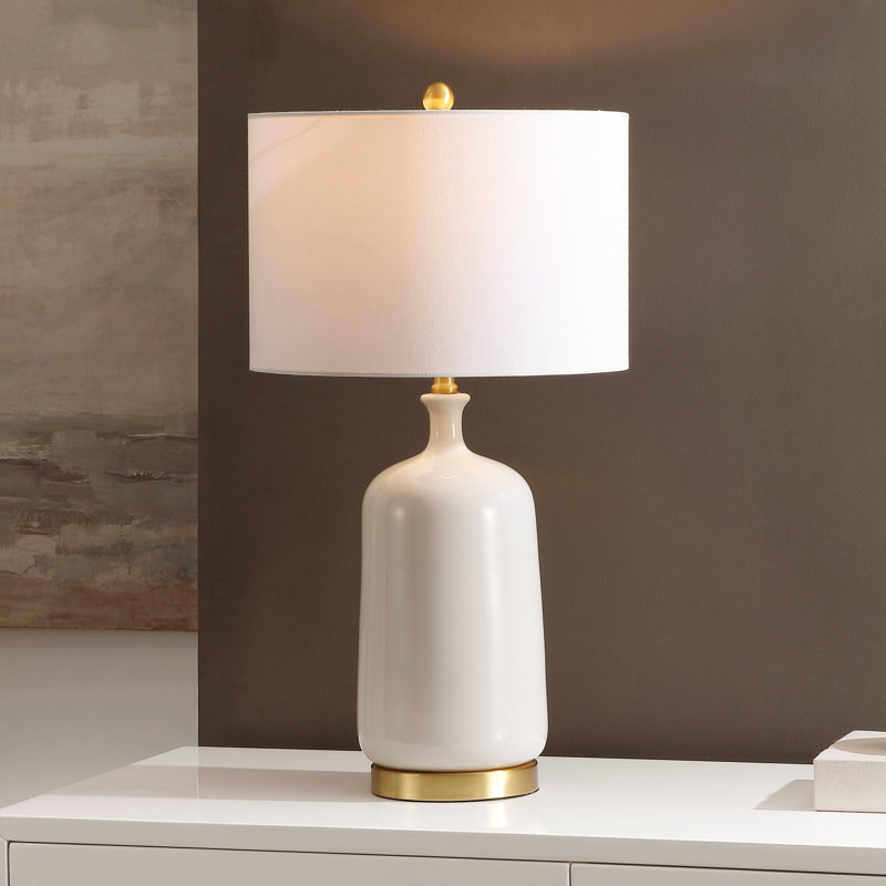 Thierra 28.25 Inch Cream/Brass Ceramic Table Lamp