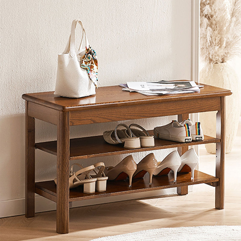 Banc à langer tout en bois brun, H 19,29 po x l 23,62 po x P 13,78 po